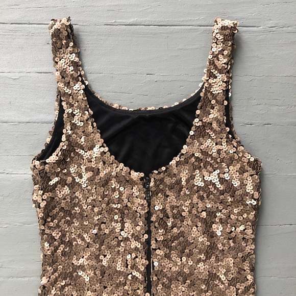 Laundry by Shelli Segal Allover Sequin Bodycon Dress Size 2 Gold Sleeveless - Picture 11 of 14